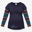 Maternity & Nursing top in navy with striped sleev