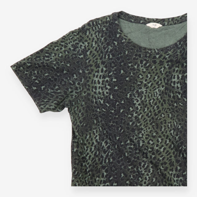 Dress Short Sleeve Crew Neck Animal Print Khaki Gr