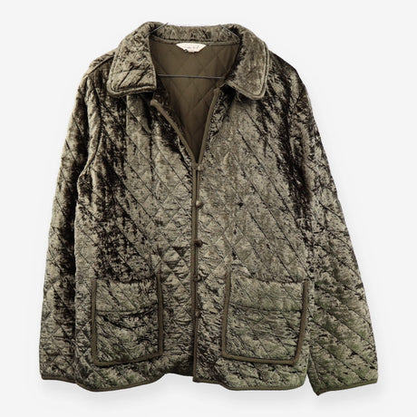 Crushed Velvet Quilted Jacket Bronze Brown
