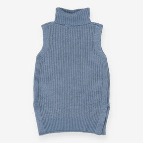 Ribbed Turtleneck Tank, Blue Knit