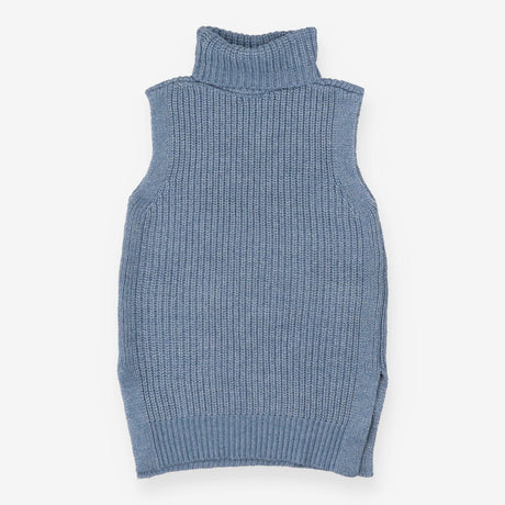 Ribbed Turtleneck Tank, Blue Knit