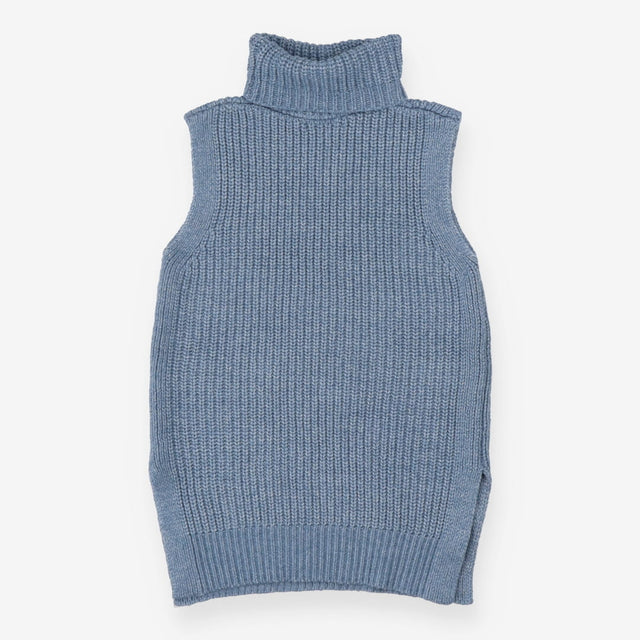 Ribbed Turtleneck Tank, Blue Knit