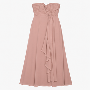 Dress Dusty Mauve Strapless Pleated Maxi Evening F