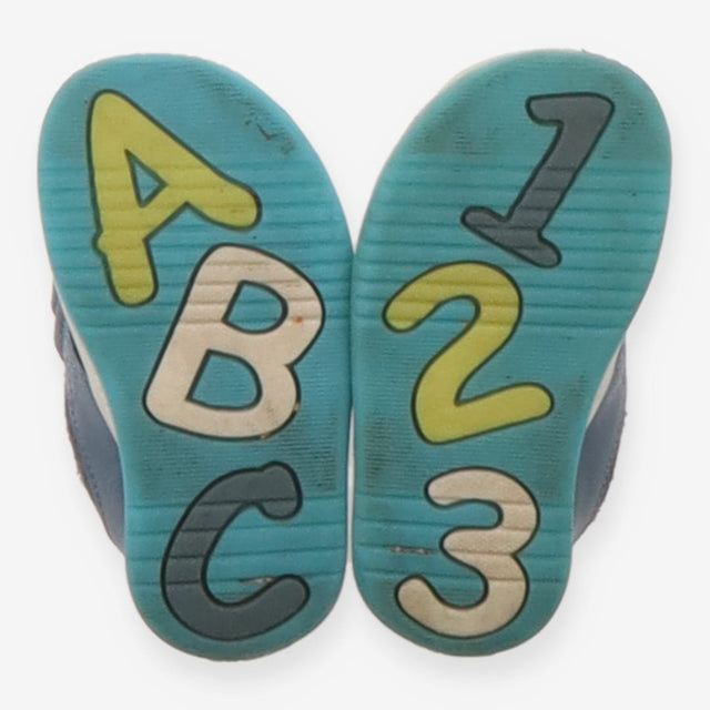 Leather Shoes Blue Velcro Strap