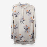 Bird Print Tunic Shirt White