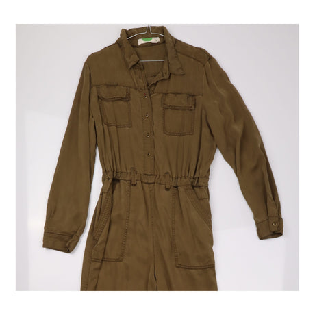 Jumpsuit Utility Lyocell Button Front Khaki
