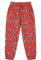 Trousers Red Floral Drawstring Elasticated Waist