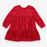 Dress velour red tiered LS