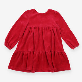 Dress velour red tiered LS