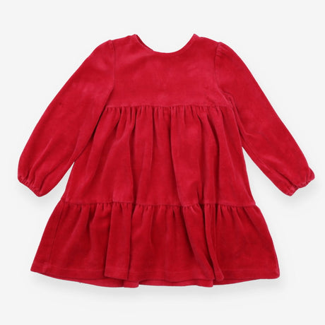 Dress velour red tiered LS
