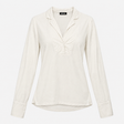 Ruched Shirt in White Viscose with Open Collar and