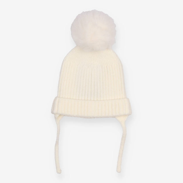 Knitted hat with pom-pom white