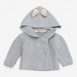 Grey Knit Hooded Cardigan with ears