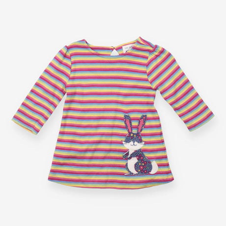 Dress LS jersey striped floral rabbit 