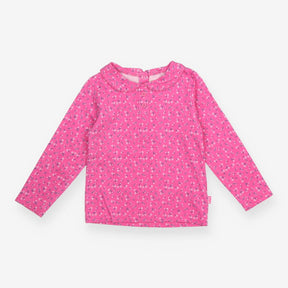T-Shirt Long Sleeve Collared Pink Floral