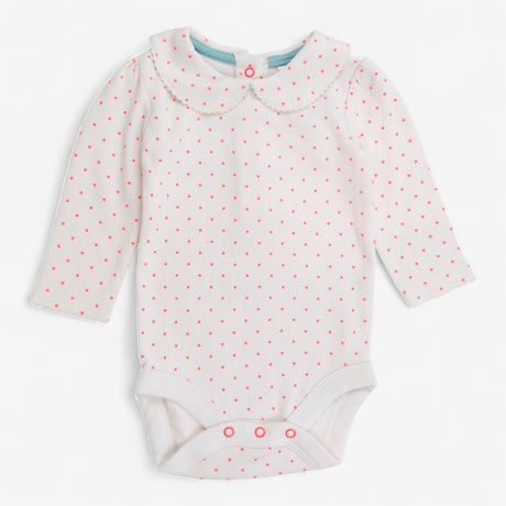 Bodysuit white bright pink polka dots