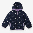 Navy Puffer Coat with White Spots - Lilac liner