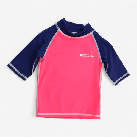 Rash Vest Navy and Neon Pink