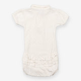 Bodysuit white collared pink spot frill bottom