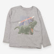 Grey long sleeve t-shirt with sky scraper dino