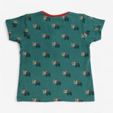 T-shirt green elephant red collar