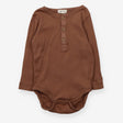 Bodysuit brown ribbed LS