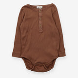 Bodysuit brown ribbed LS