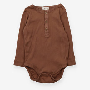 Bodysuit brown ribbed LS