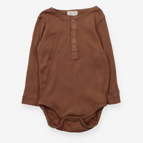 Bodysuit brown ribbed LS