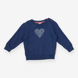 Blue Sweater with Floral Heart