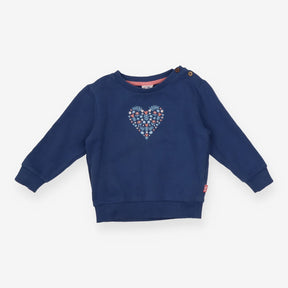Blue Sweater with Floral Heart