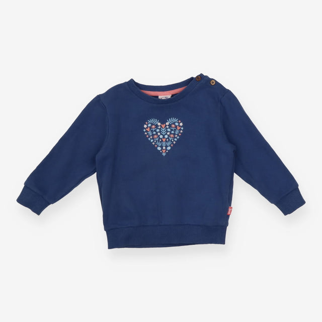 Blue Sweater with Floral Heart