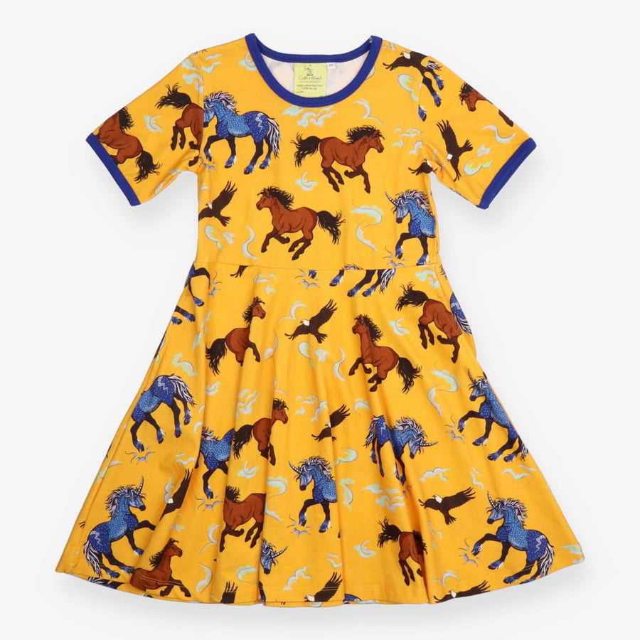 Dress jersey SS yellow horses Coddi & Womple