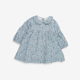 Blue floral LS collard dress 