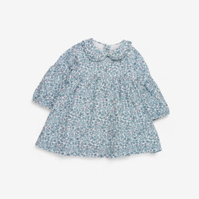 Blue floral LS collard dress 