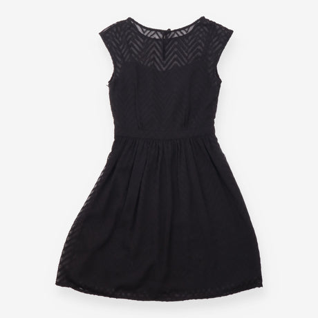 Dress Black Chevron Lace Sleeveless Midi