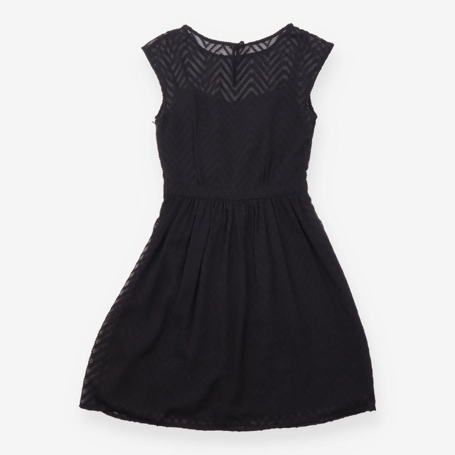 Dress Black Chevron Lace Sleeveless Midi