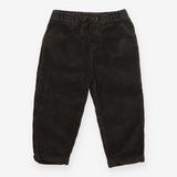 Green velour cord trousers with tie waist