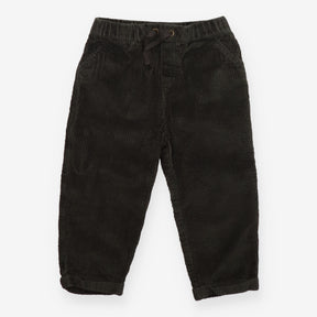 Green velour cord trousers with tie waist