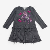 Dress long sleeve grey with sequin unicorn