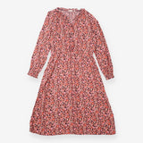 Pink Coral Ditsy Floral Drawstring Midi Dr