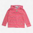 Hoodie Zip Up Pink and White Striped Towelling