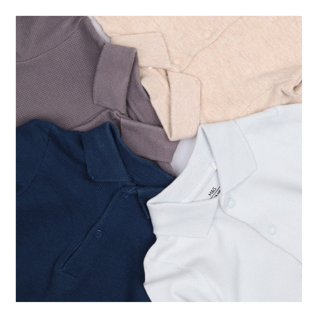 Bodysuits Long Sleeve Waffle Mixed 4-Pack