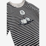 Sleepsuit Black and Cream Velour Striped with Snoo