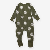 Sleepsuit zip green monsters