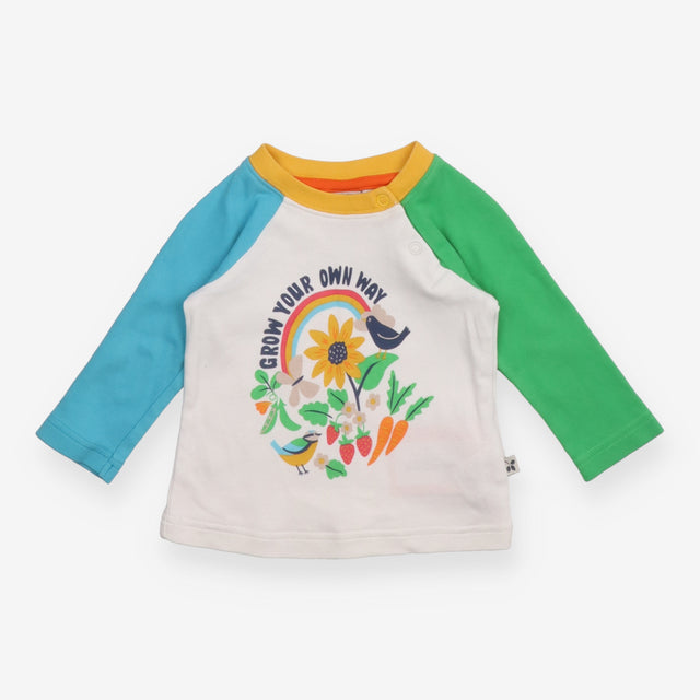 T-shirt green and blue long sleeve spring theme