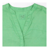 Blouse Bright Green Pure Linen V Neck