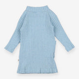 Blue ribbed long sleeve jersey dress