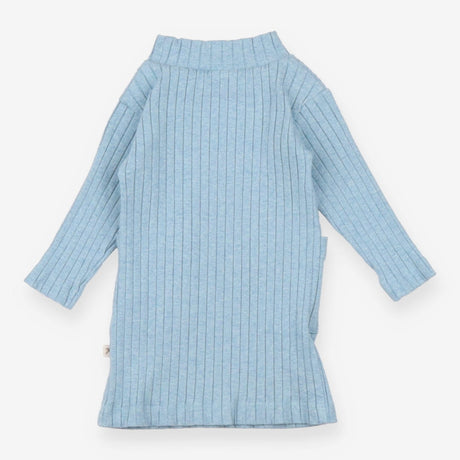 Blue ribbed long sleeve jersey dress