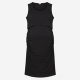 Midi Dress Black Layered Bodice Stretch Maternity